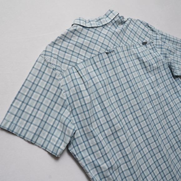 Hurley Plaid Shirt Mens XL Blue Stretch Button Up Surf Casual Short Sleeve - Picture 16 of 16